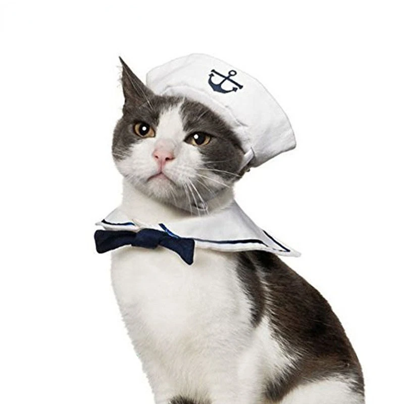 

Funny Pet Cat Costumes Navy Sailor Costumes Jacket Cloak Cat Dog Rabbit Apparel Clothes For Halloween Cosplay Dog Accessories