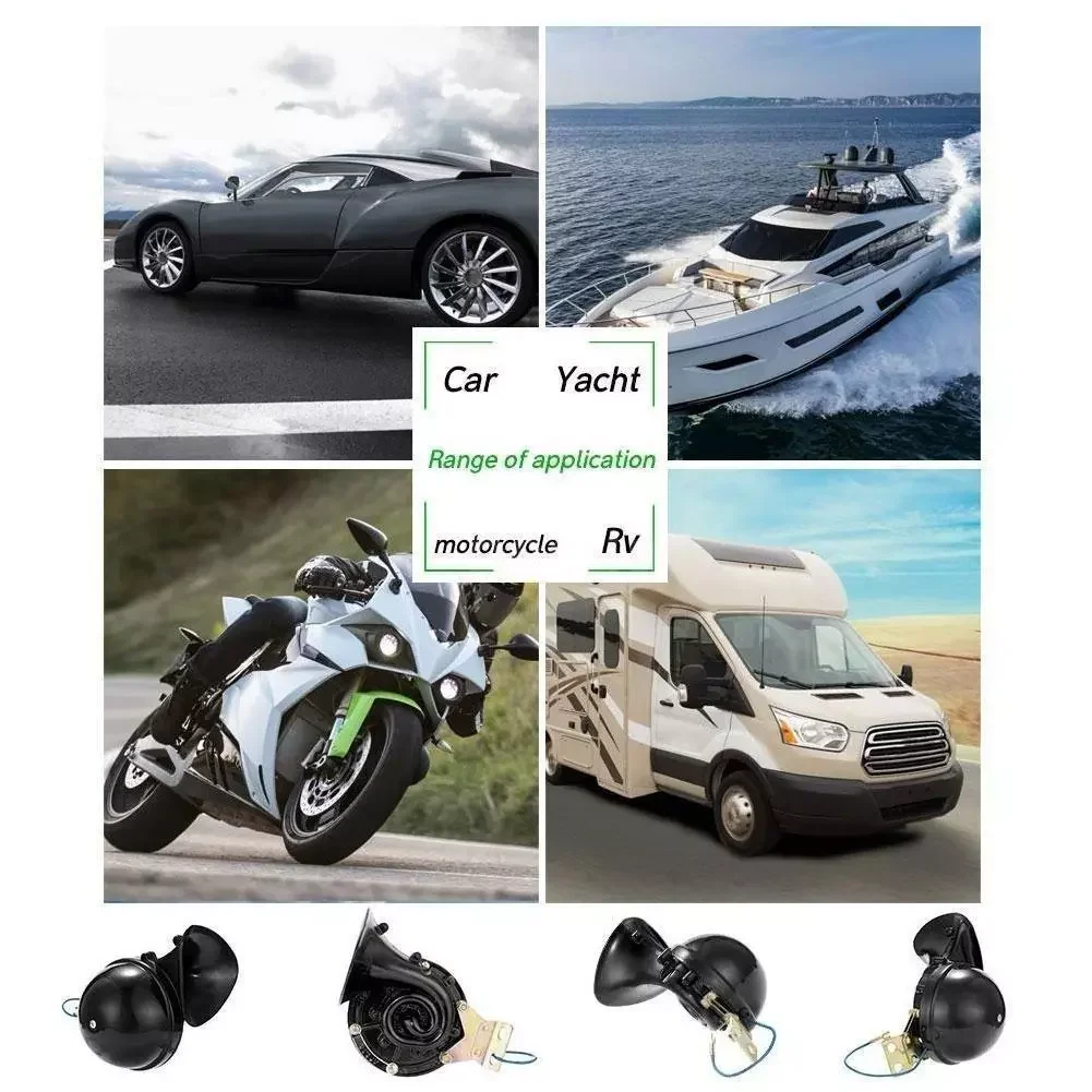 300DB 12V 24V Super Loud Black Electric Snail Horn Air Horn Raging Sound Multi-tone & Claxon Horn For Car Motorcycle Truck B
300DB 12V 24V Super Loud Black Electric Snail Horn Air Horn Raging Sound Multi-tone & Claxon Horn For Car Motorcycle Truck B