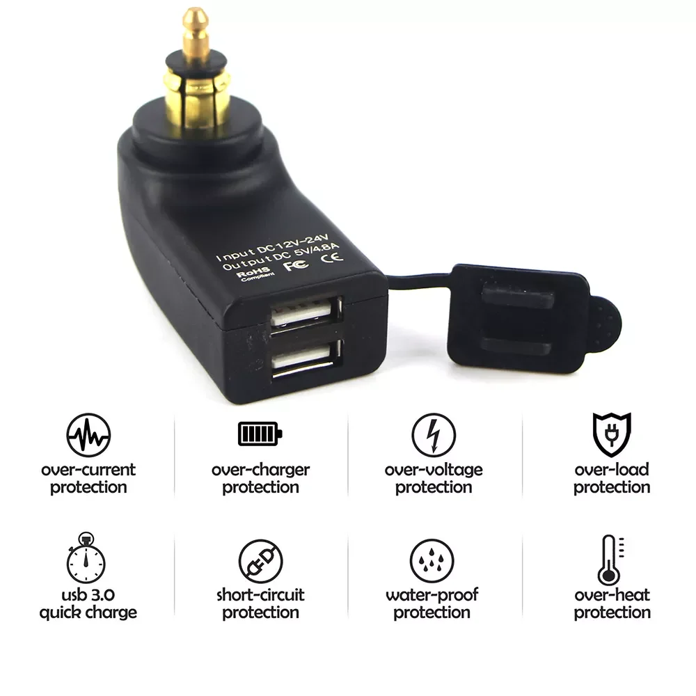 Зарядное устройство с двумя USB-портами для прикуривателя BMW R1200GS S1000XR F800GS R1250GS F700GS F850GS F900R/XR
Зарядное устройство с двумя USB-портами для прикуривателя BMW R1200GS S1000XR F800GS R1250GS F700GS F850GS F900R/XR