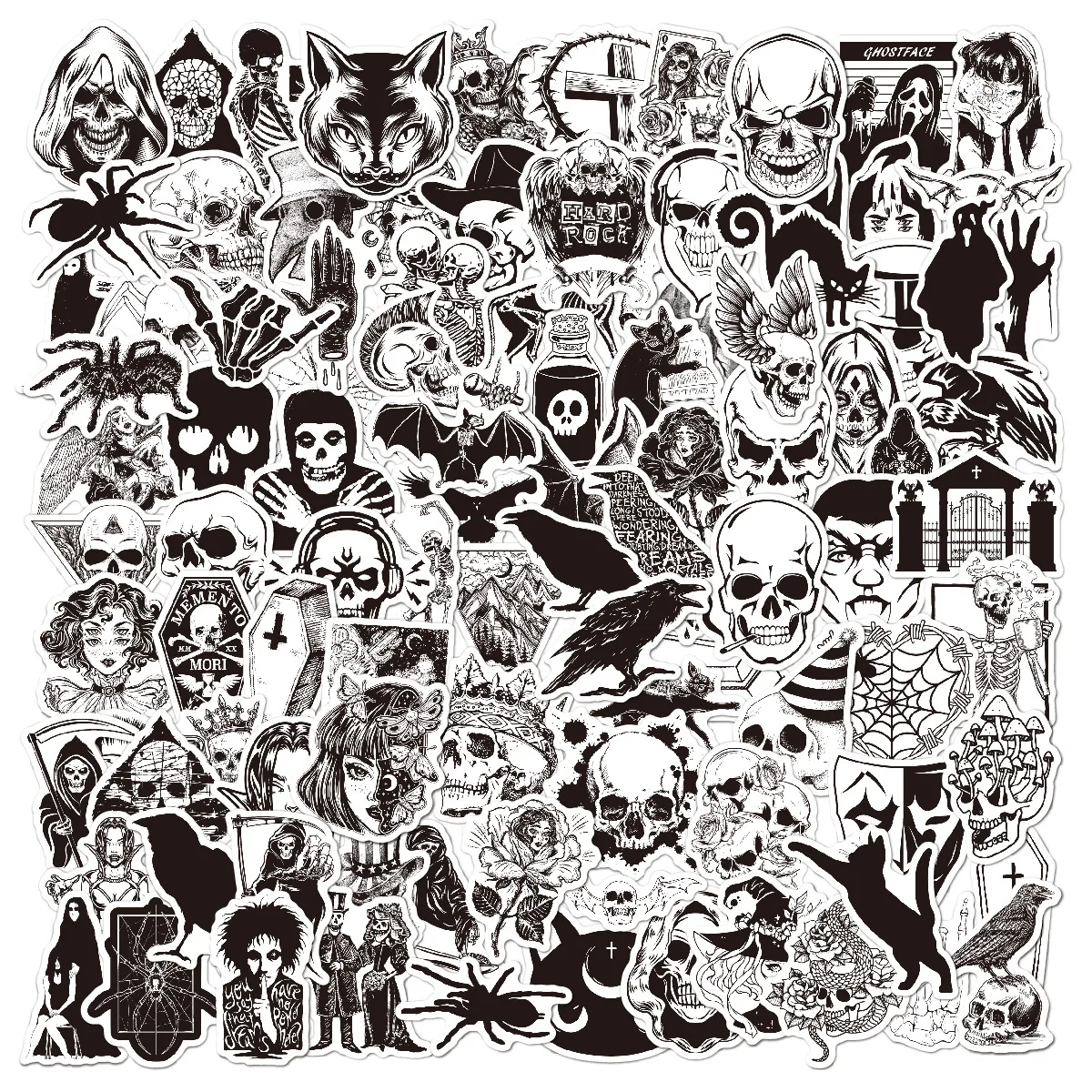 100 Sheets of Gothic Black and White Style Cartoon Mobile Phone Skateboard Trolley Case Decorative Waterproof Graffiti Stickers
100 Sheets of Gothic Black and White Style Cartoon Mobile Phone Skateboard Trolley Case Decorative Waterproof Graffiti Stickers