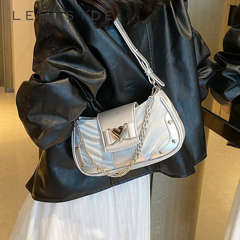 LEFTSIDE Silver Leather Crossbody Bags for Women Luxury 2023 Y2k Fashion Underarm Shoulder Bag Female Chain Handbags and Purses
LEFTSIDE Silver Leather Crossbody Bags for Women Luxury 2023 Y2k Fashion Underarm Shoulder Bag Female Chain Handbags and Purses