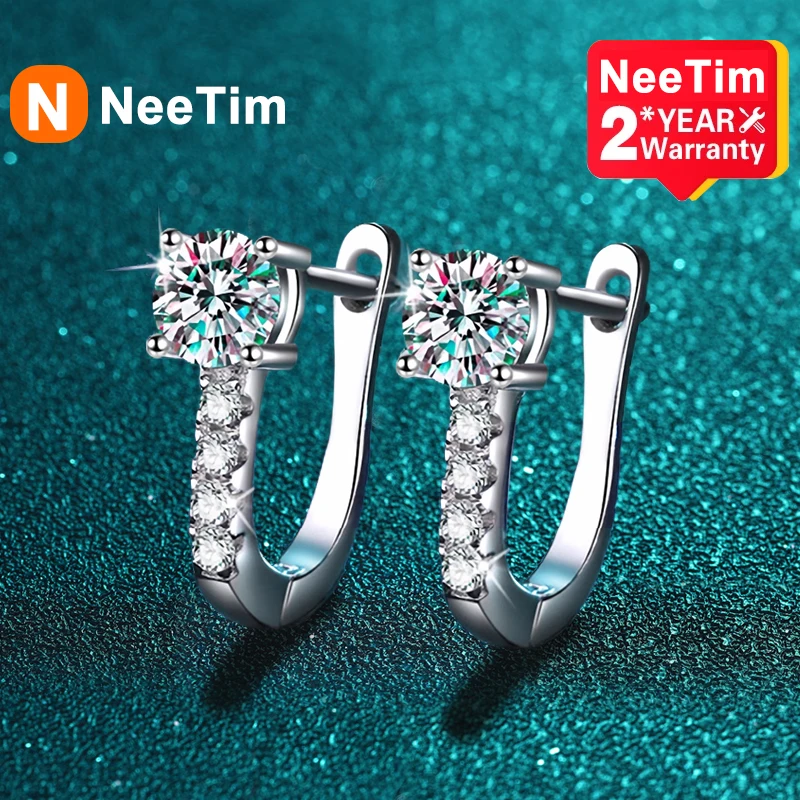 NeeTim 0.5 Carat Moissanite Earrings For Women 925 Sterling Silver Ear Stud Hoops Sparkling Diamond Earring Wedding Fine Jewelry
NeeTim 0.5 Carat Moissanite Earrings For Women 925 Sterling Silver Ear Stud Hoops Sparkling Diamond Earring Wedding Fine Jewelry