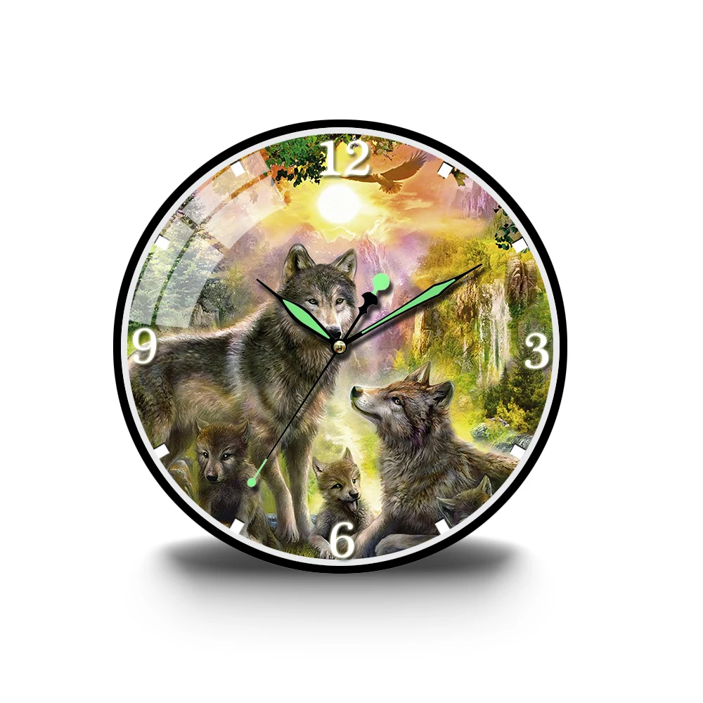 Acrylic Wall Clock Foxes Family in Forest Oil Painting Luminous Function Handing Watch Home Office Shop Decoration
Acrylic Wall Clock Foxes Family in Forest Oil Painting Luminous Function Handing Watch Home Office Shop Decoration