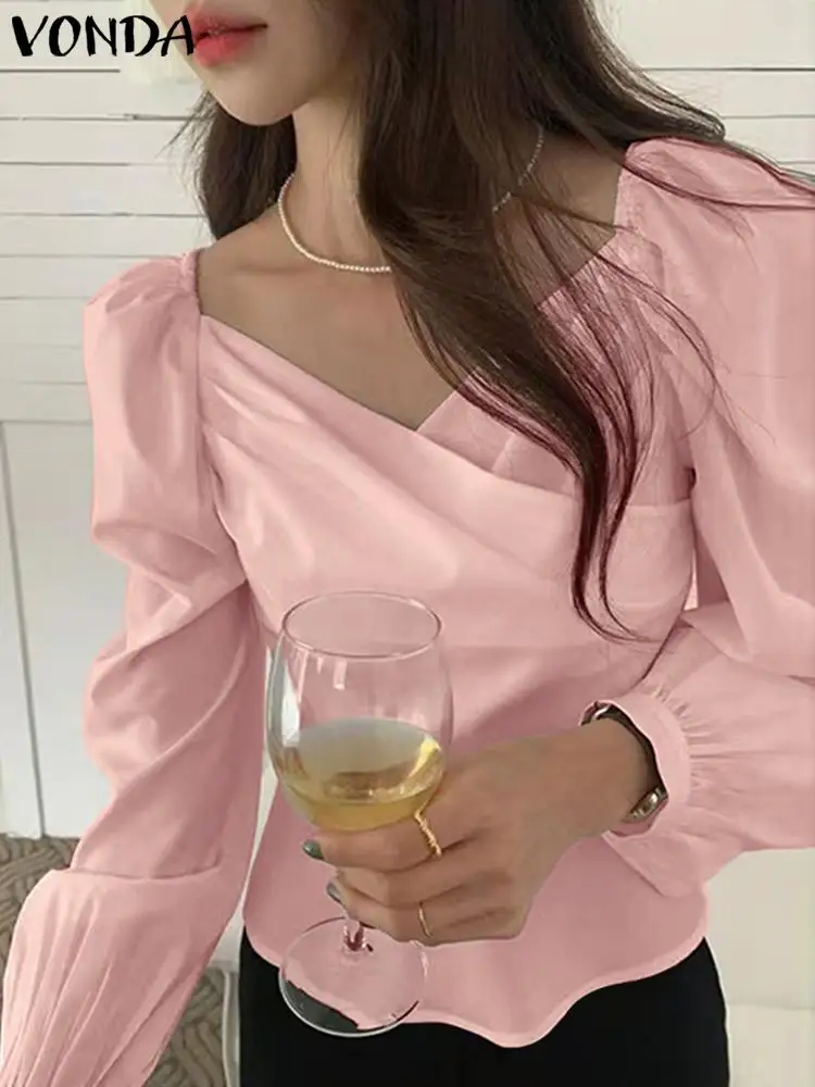 VONDA Women Sexy V Neck Puff Sleeve Tops Ladies 2022 Pleated Solid Blouse Square Neck Blusas Femininas Long Sleeve Shirts 2022
VONDA Women Sexy V Neck Puff Sleeve Tops Ladies 2022 Pleated Solid Blouse Square Neck Blusas Femininas Long Sleeve Shirts 2022