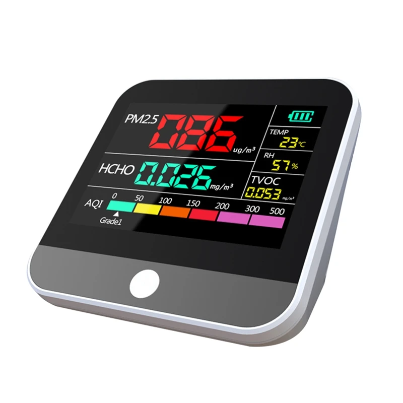 8-In-1 Indoor Air Quality Monitor Dust Detector PM2.5/PM1 /PM10 Monitor Temperature Formaldehyde TVOC
8-In-1 Indoor Air Quality Monitor Dust Detector PM2.5/PM1 /PM10 Monitor Temperature Formaldehyde TVOC