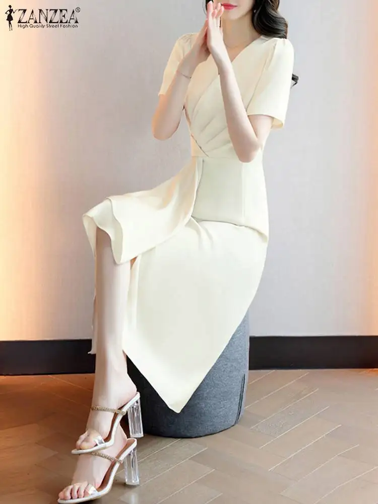 ZANZEA Casual Short Sleeve Midi Dresses Elegant Asymmetrical Long Dress V Neck Sexy Robe Women 2023 Summer Waisted Party Vestido
ZANZEA Casual Short Sleeve Midi Dresses Elegant Asymmetrical Long Dress V Neck Sexy Robe Women 2023 Summer Waisted Party Vestido