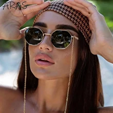 Fashion Unique Polygon With Chain Sunglasses Women 2023 Luxury Brand Trends Octagon Sun Glasses For Ladies Square Eyewear Shades