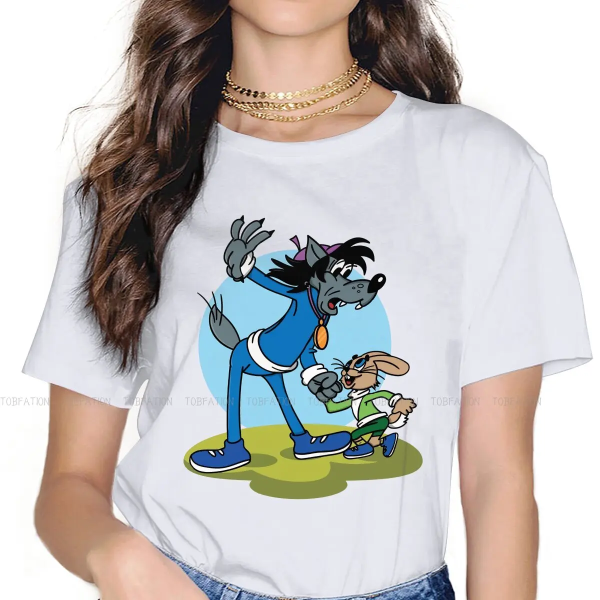 Dancing Cute Girls Women T-Shirt Nu Pogodi Wolf Hare Russian Cartoon 5XL Blusas Harajuku Casual Short Sleeve Vintage Tops
Dancing Cute Girls Women T-Shirt Nu Pogodi Wolf Hare Russian Cartoon 5XL Blusas Harajuku Casual Short Sleeve Vintage Tops