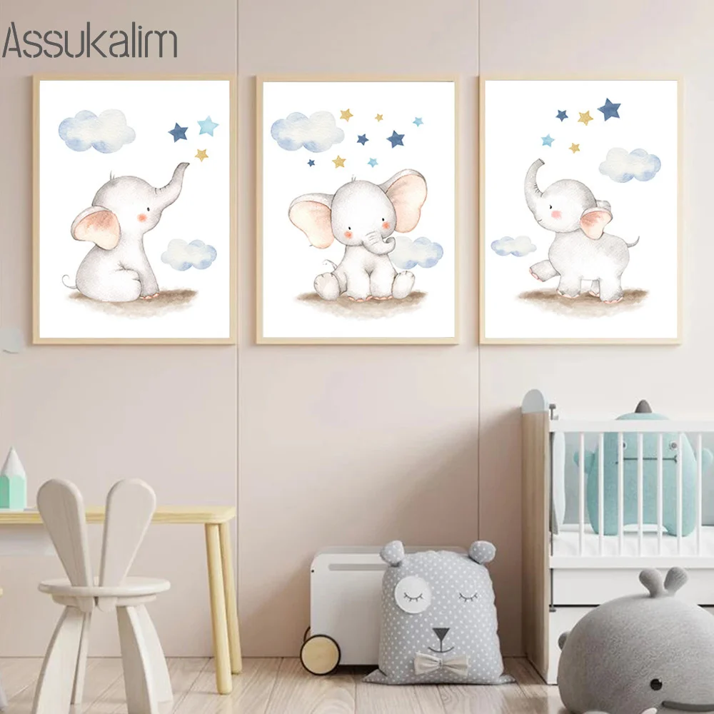 Nursery Canvas Wall Art Painting Elephant Prints White Cloud Stars Posters Nordic Picture Cartoon Poster Baby Bedroom Decoration
Nursery Canvas Wall Art Painting Elephant Prints White Cloud Stars Posters Nordic Picture Cartoon Poster Baby Bedroom Decoration