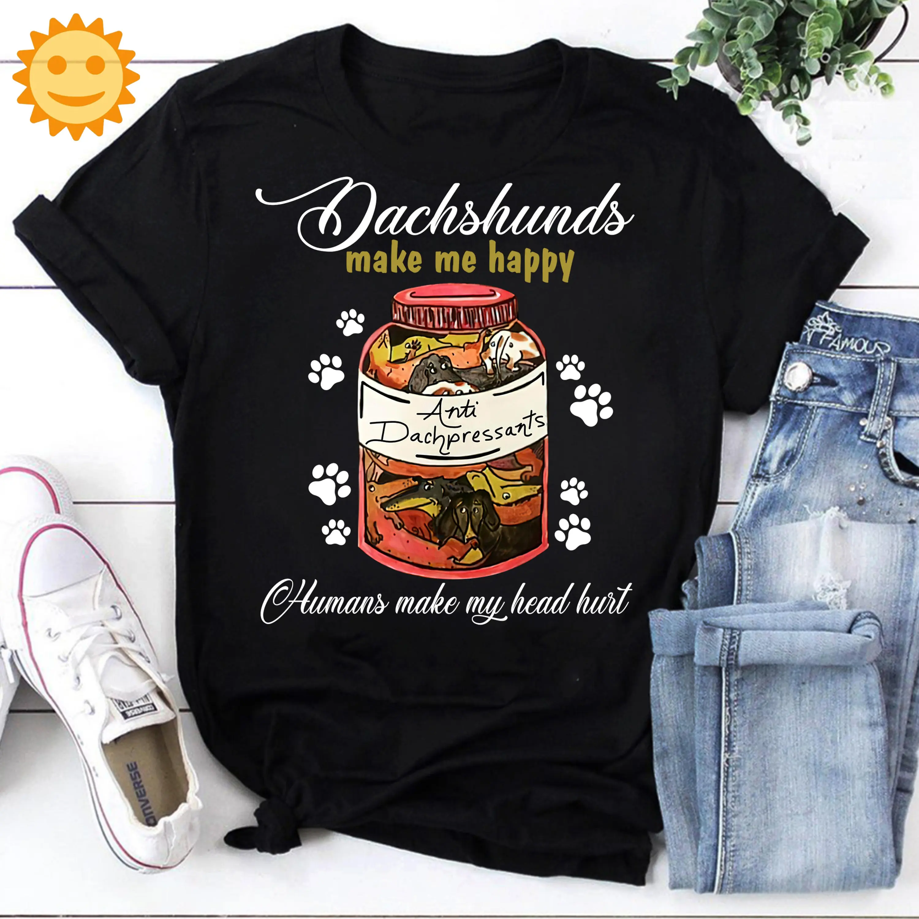 Dachshunds делает меня счастливым человеком моя голова повреждена Винтажная футболка