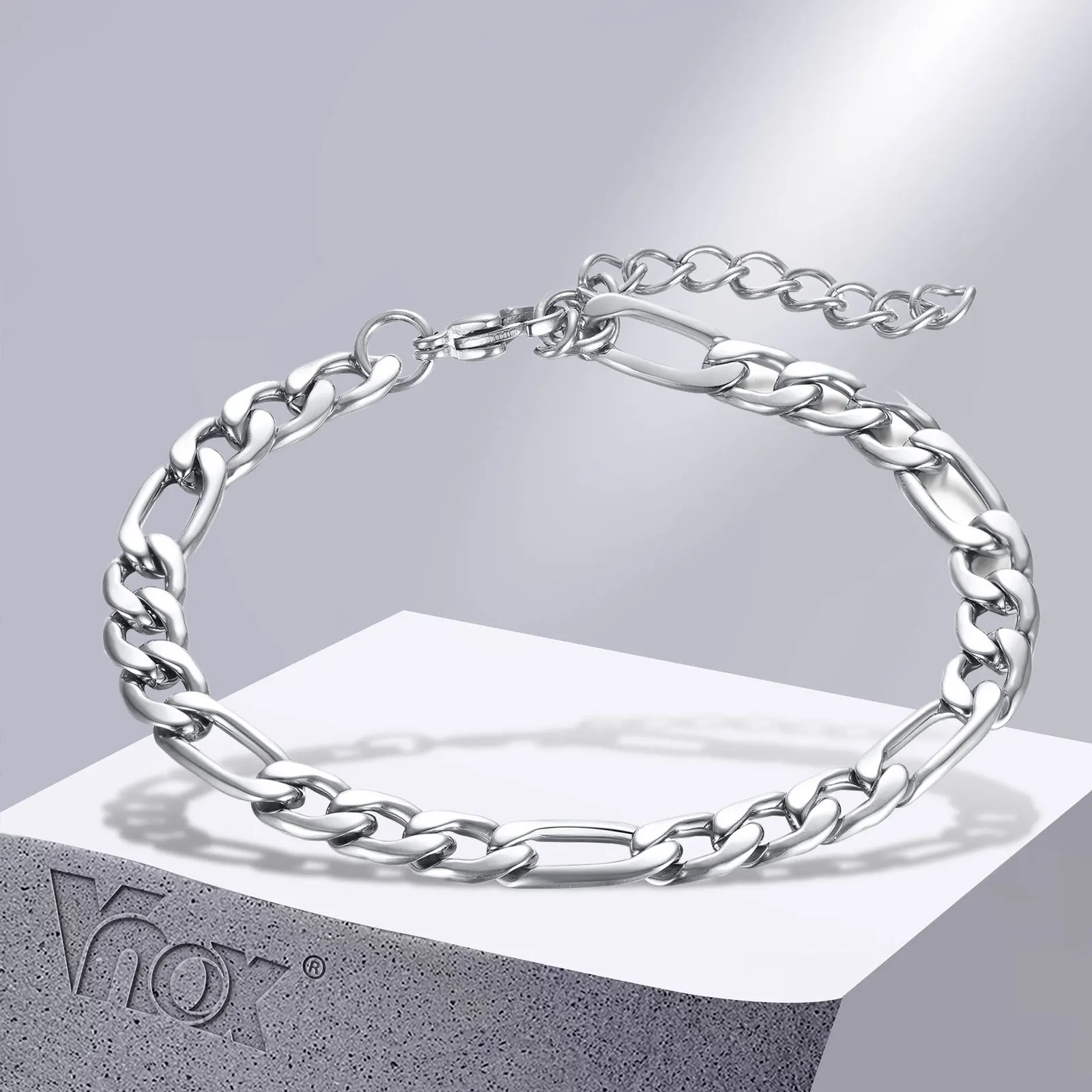 Vnox Men Figaro Cuban Rope Link Chain Bracelet,Simple 4/5/7/9mm Stainless Steel Link Chain Jewelry Gift,Length Adjustable 
Vnox Men Figaro Cuban Rope Link Chain Bracelet,Simple 4/5/7/9mm Stainless Steel Link Chain Jewelry Gift,Length Adjustable