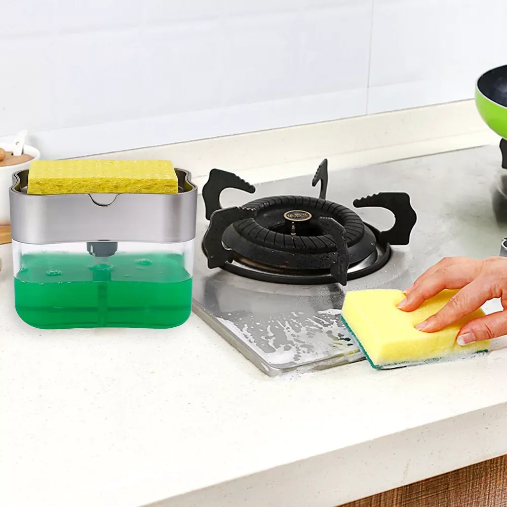 2 in 1 Scrubbing Liquid Detergent Dispenser Press-type Liquid Soap Box Pump Organizer With Sponge Kitchen Tool Bathroom Supplies
2 in 1 Scrubbing Liquid Detergent Dispenser Press-type Liquid Soap Box Pump Organizer With Sponge Kitchen Tool Bathroom Supplies