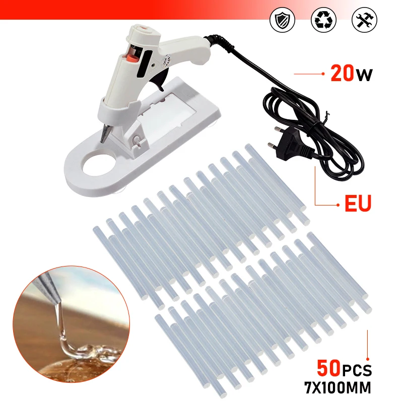 50pcs 7x100mm Hot Melt Glue Gun 20W High Temperature With Hot Glue Sticks For DIY Craft Project Hand Tool Mini Glue Gun Kit
50pcs 7x100mm Hot Melt Glue Gun 20W High Temperature With Hot Glue Sticks For DIY Craft Project Hand Tool Mini Glue Gun Kit