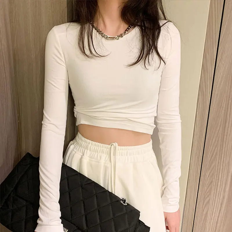 White Short Style Tshirt Women Slim Cotton Rib 2021 Autumn T-shirt Female Fashion Casual Long Sleeve Tshirt Tee Shirt Femme Tops
White Short Style Tshirt Women Slim Cotton Rib 2021 Autumn T-shirt Female Fashion Casual Long Sleeve Tshirt Tee Shirt Femme Tops
