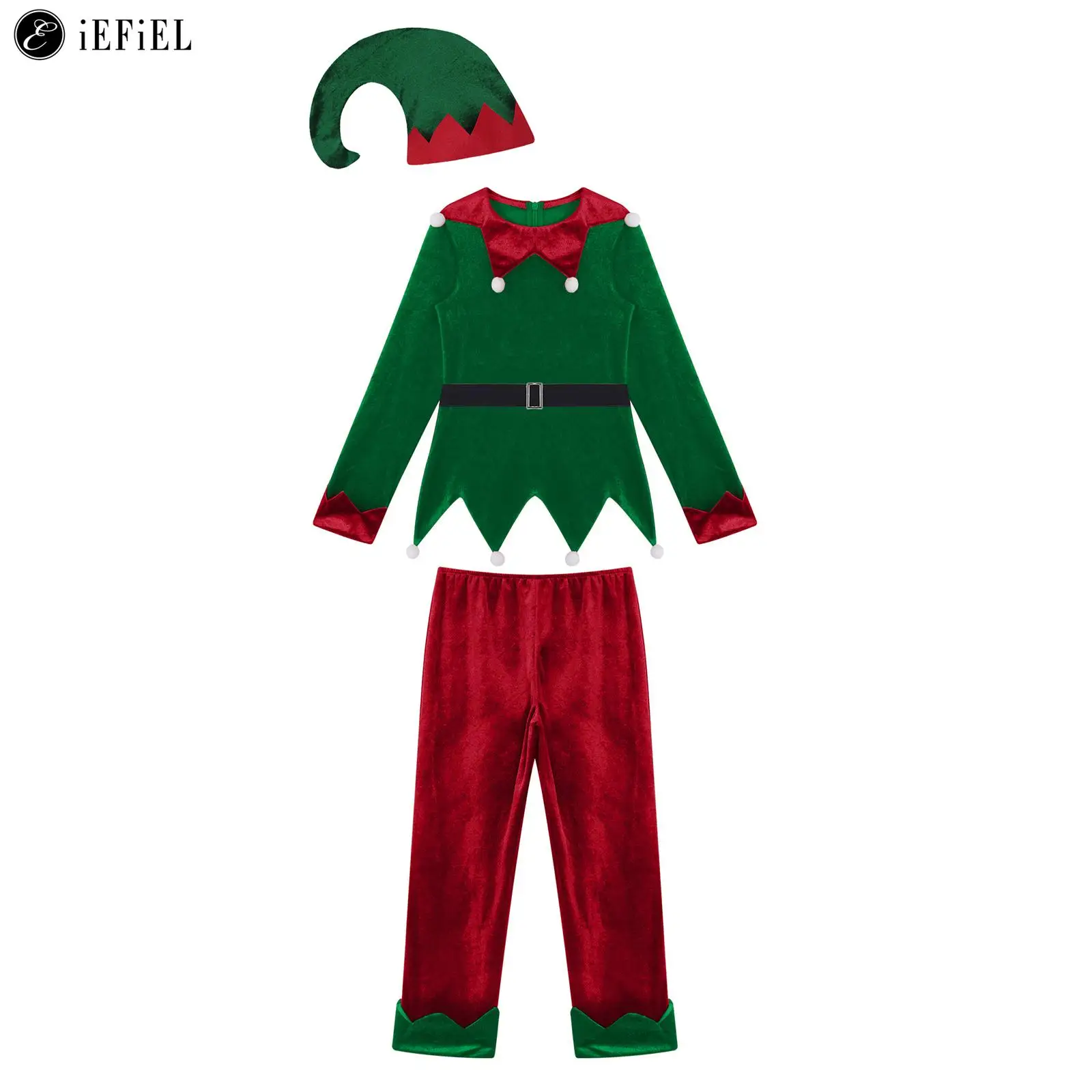 Kids Children Velvet Christmas Elf Costume Xmas Santas Helper Fancy Dress Up Holiday Festive Outfit with Elf Hat
Kids Children Velvet Christmas Elf Costume Xmas Santas Helper Fancy Dress Up Holiday Festive Outfit with Elf Hat