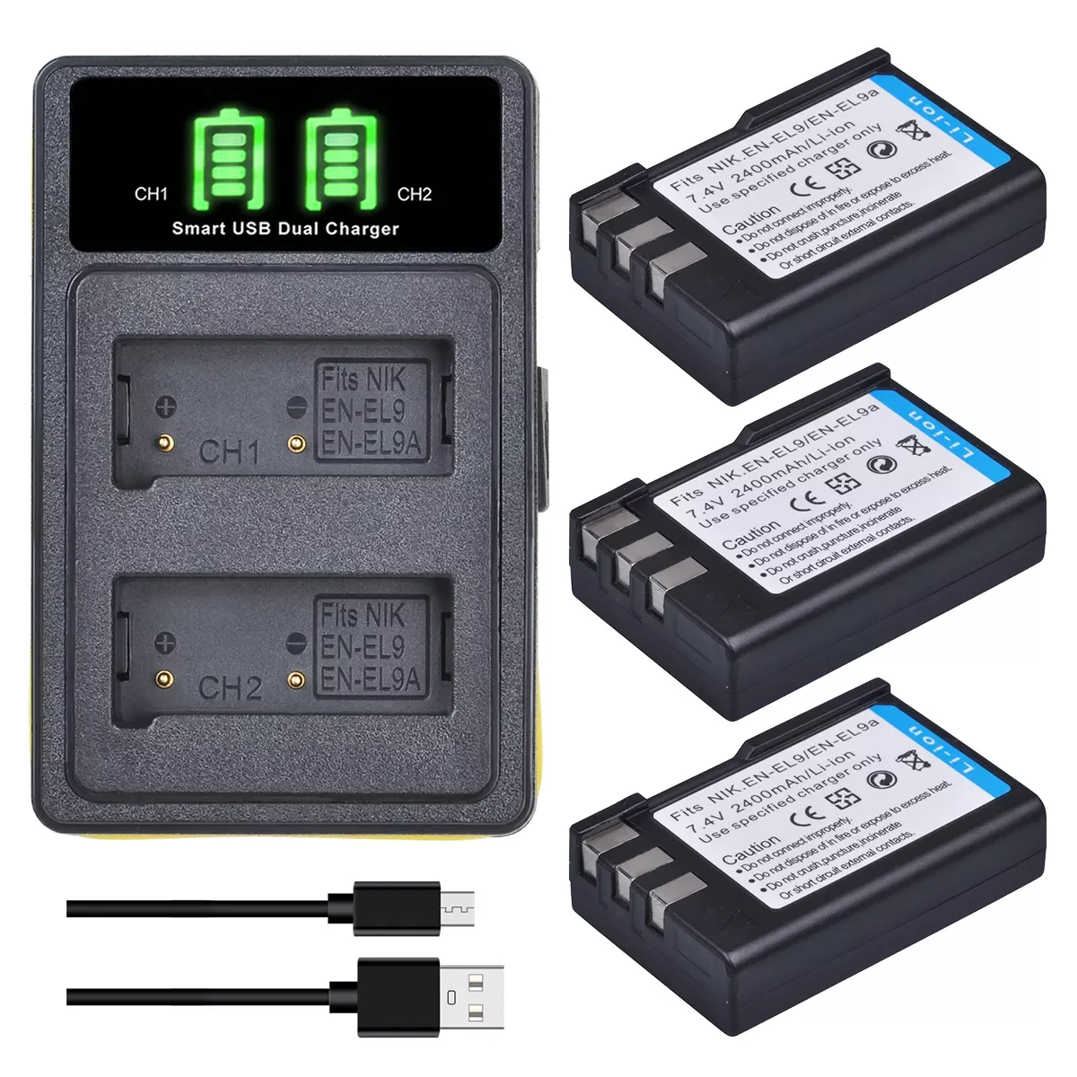 NEW 2400mAh EN-EL9 EN EL9A EN EL9 ENEL9 Batteries + LED Dual Type C Charger for Nikon D40 D40X D60 D3000 D5000 Digital Camera
NEW 2400mAh EN-EL9 EN EL9A EN EL9 ENEL9 Batteries + LED Dual Type C Charger for Nikon D40 D40X D60 D3000 D5000 Digital Camera
