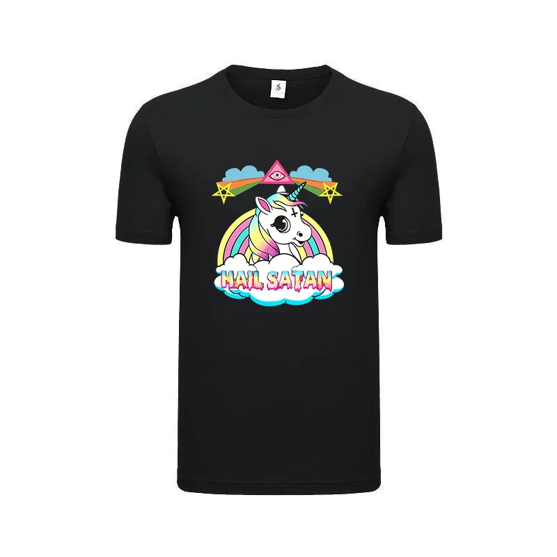 Rainbown Unicorn Graphic Hail Satan Death Metal Design Premium Unisex T-Shirt Customizable Fashion Gothic Tee Shirts Casual Top
Rainbown Unicorn Graphic Hail Satan Death Metal Design Premium Unisex T-Shirt Customizable Fashion Gothic Tee Shirts Casual Top