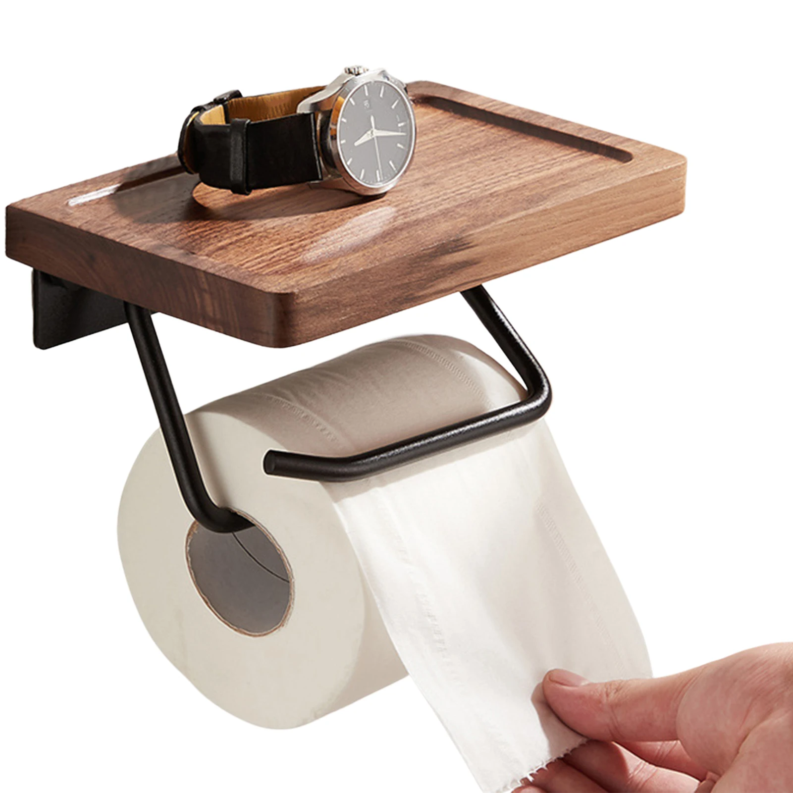 Black Walnut Wood Tissue Holder Wall-mounted Paper Holders Shelf Toilet Paper Holder with Shelf for Bathroom Paper Roll Holders
Black Walnut Wood Tissue Holder Wall-mounted Paper Holders Shelf Toilet Paper Holder with Shelf for Bathroom Paper Roll Holders
