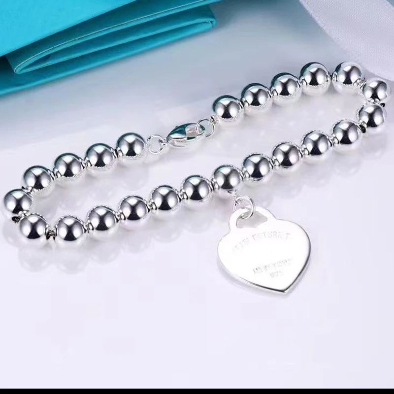 High quality S925 Sterling Silver Fashion Green Red Pink Heart 8mm Beaded Bracelet Women's Christmas Party Exquisite Gift
High quality S925 Sterling Silver Fashion Green Red Pink Heart 8mm Beaded Bracelet Women's Christmas Party Exquisite Gift