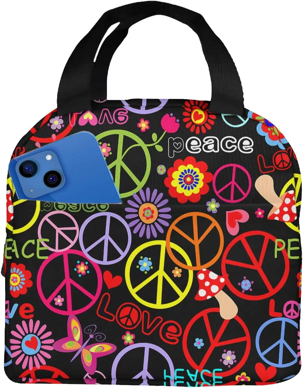 Peace Symbol Womens Lunch Box Abstract Flowers Green Yellow Orange 1970S Love Sign Heart Pattern Insulated Lunch Bag for Outdoor
Peace Symbol Womens Lunch Box Abstract Flowers Green Yellow Orange 1970S Love Sign Heart Pattern Insulated Lunch Bag for Outdoor