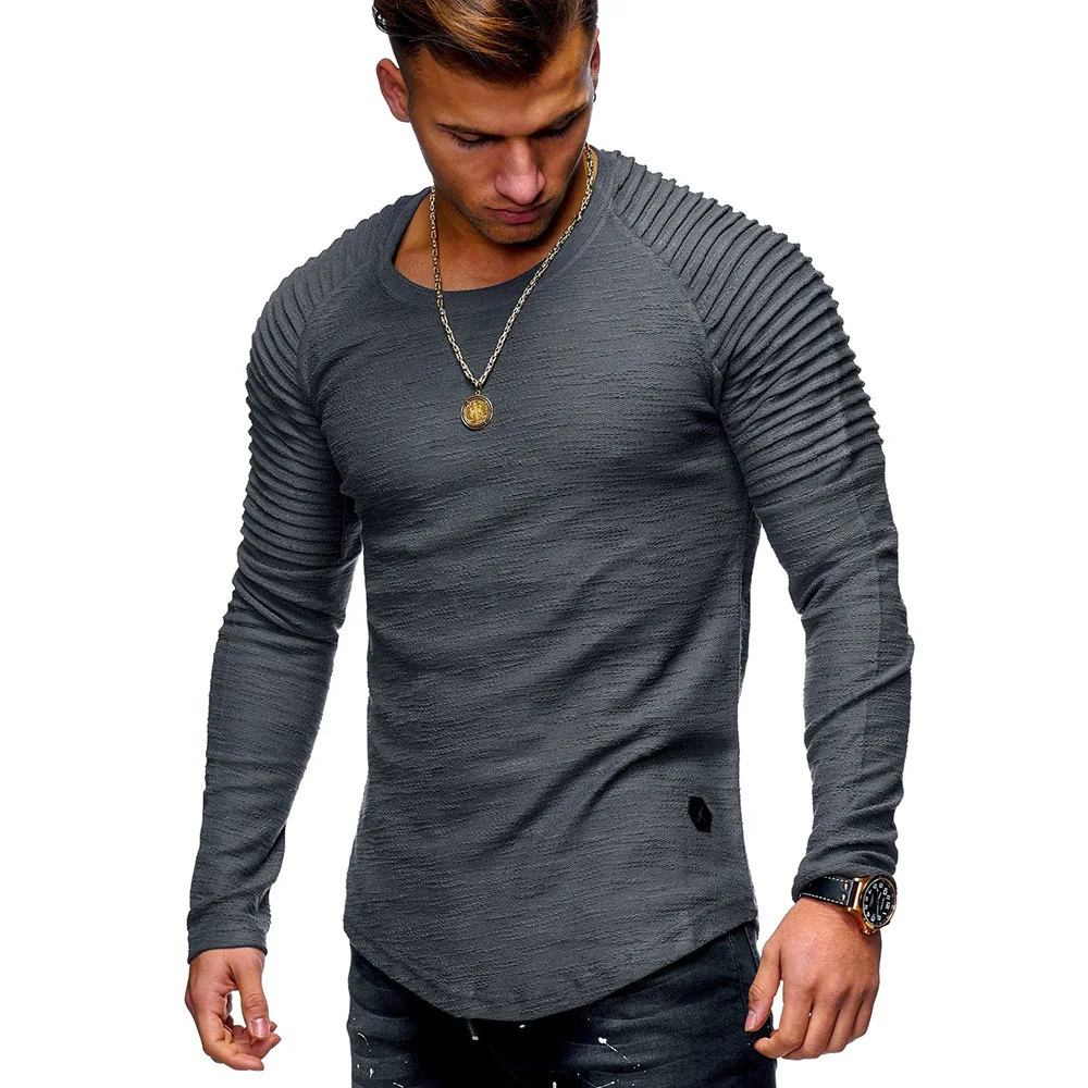 2022 Spring Solid Color Slim Round Collar Long Sleeve T Shirt Fashion Men Clothing Full Tops Canvas Shoulder Folding 540530
2022 Spring Solid Color Slim Round Collar Long Sleeve T Shirt Fashion Men Clothing Full Tops Canvas Shoulder Folding 540530
