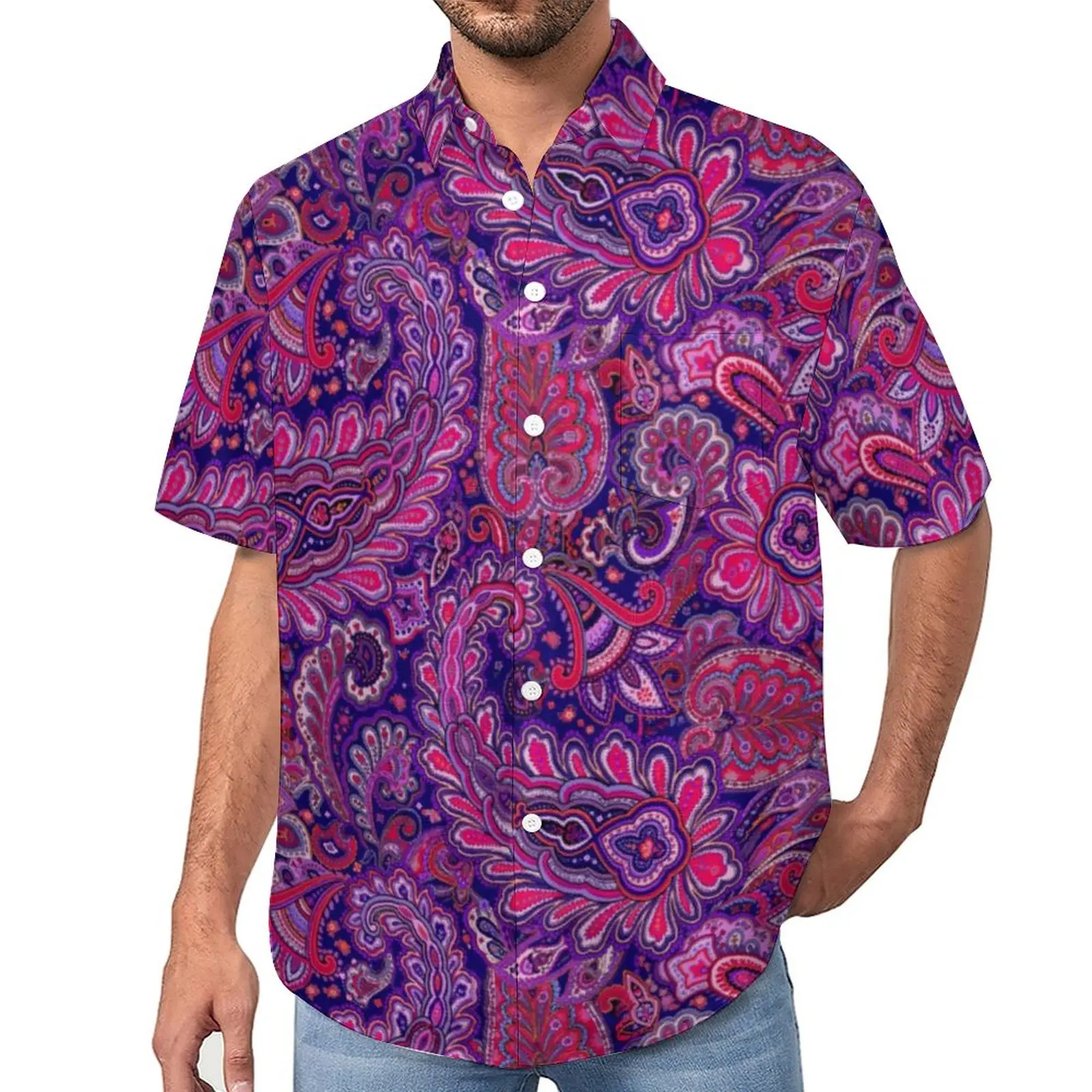Beautiful Paisley Print Loose Shirt Male Vacation Vintage Design Casual Shirts Hawaiian Short Sleeves Vintage Oversized Blouses 
Beautiful Paisley Print Loose Shirt Male Vacation Vintage Design Casual Shirts Hawaiian Short Sleeves Vintage Oversized Blouses
