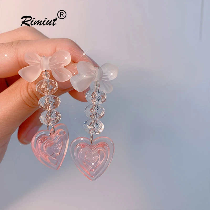 Rimiut 925 Silver Needle Bow Earrings Pink Heart Crystal Long Earrings High Quality Jewelry Wedding Jewelry Best Gift for Women
Rimiut 925 Silver Needle Bow Earrings Pink Heart Crystal Long Earrings High Quality Jewelry Wedding Jewelry Best Gift for Women