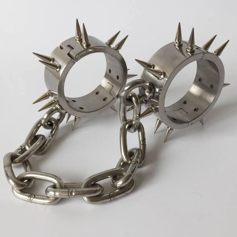 

Stainless Steel Metal Chain Leg Irons Spiked Ankle Cuffs Adult Games BDSM Bondage Slave Restraints Sex Toys For Couples Fetish