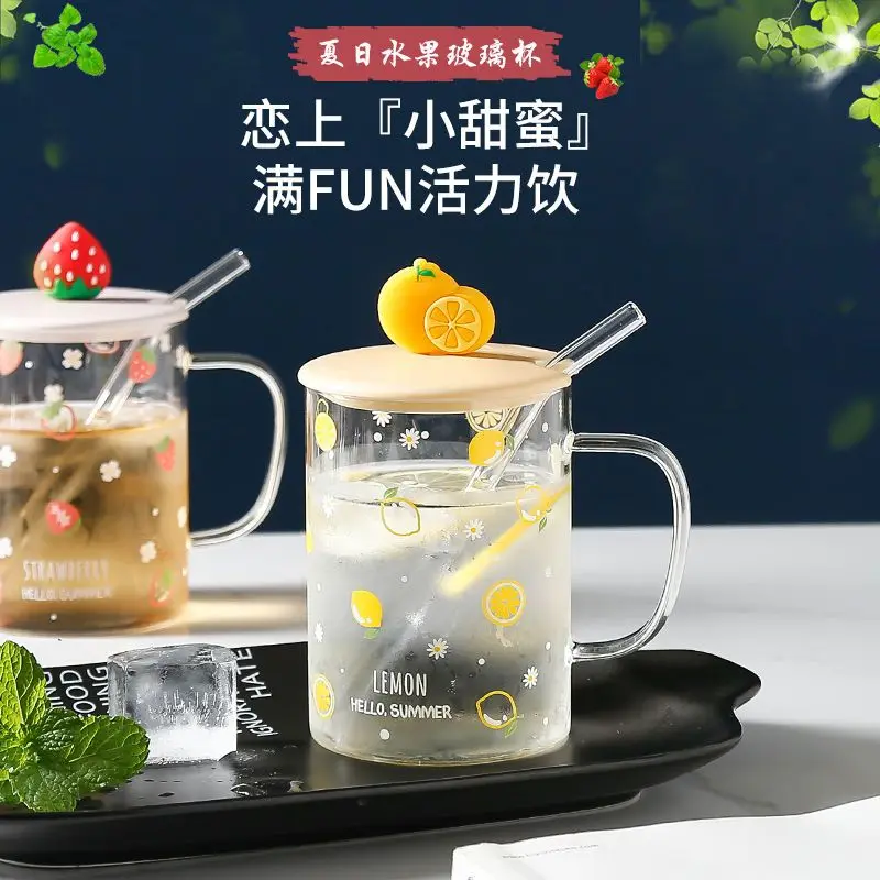 Glass cup, straw, portable water cup, ins, wind juice, milk tea with lid, transparent and cute female strawberry cup
Glass cup, straw, portable water cup, ins, wind juice, milk tea with lid, transparent and cute female strawberry cup