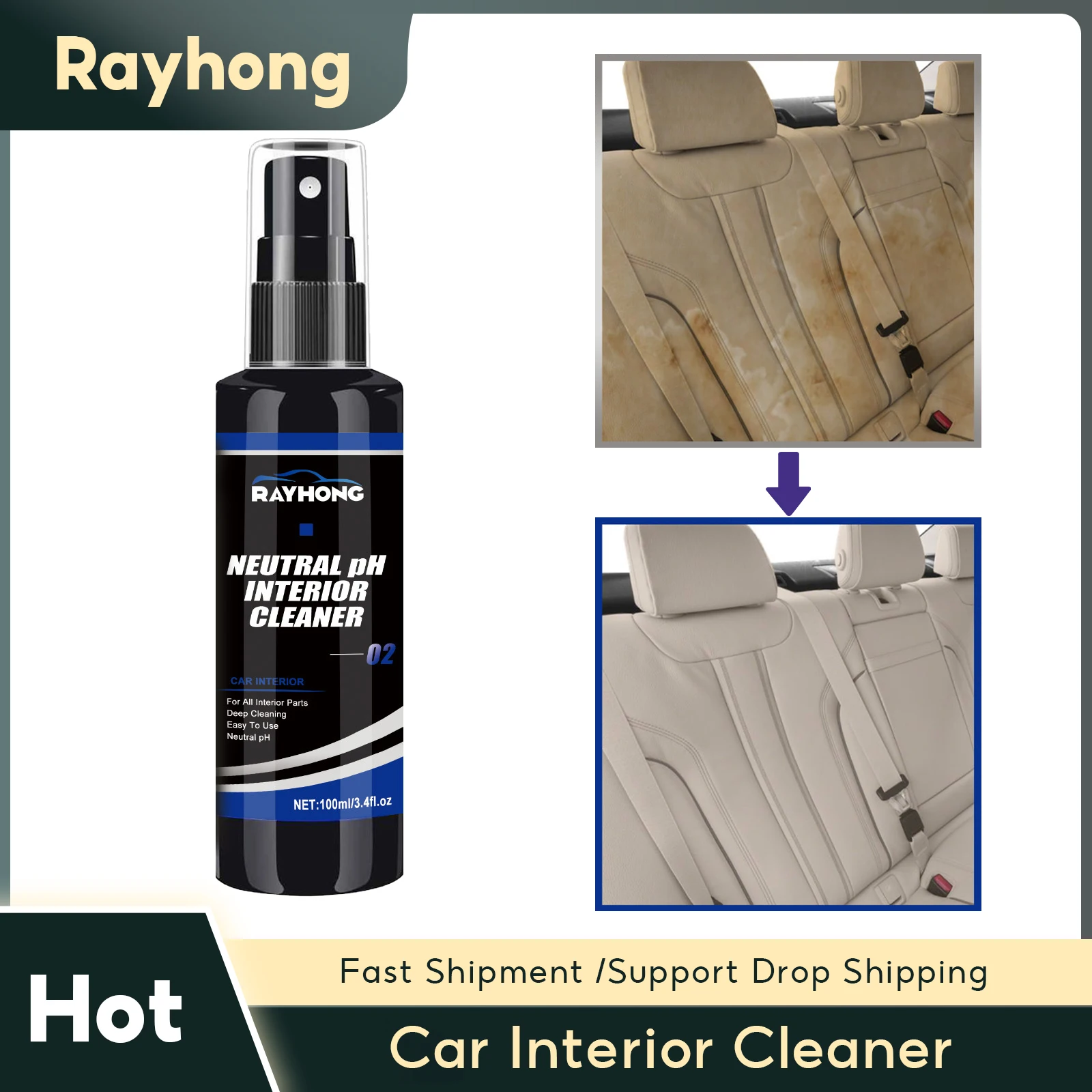 Car Interior Cleaner Auto Mold Remover Car Upholstery Seat Foot Mats Ceiling Cleaning Maintenance Multi-Purpose Foam Spray 100ml
Car Interior Cleaner Auto Mold Remover Car Upholstery Seat Foot Mats Ceiling Cleaning Maintenance Multi-Purpose Foam Spray 100ml