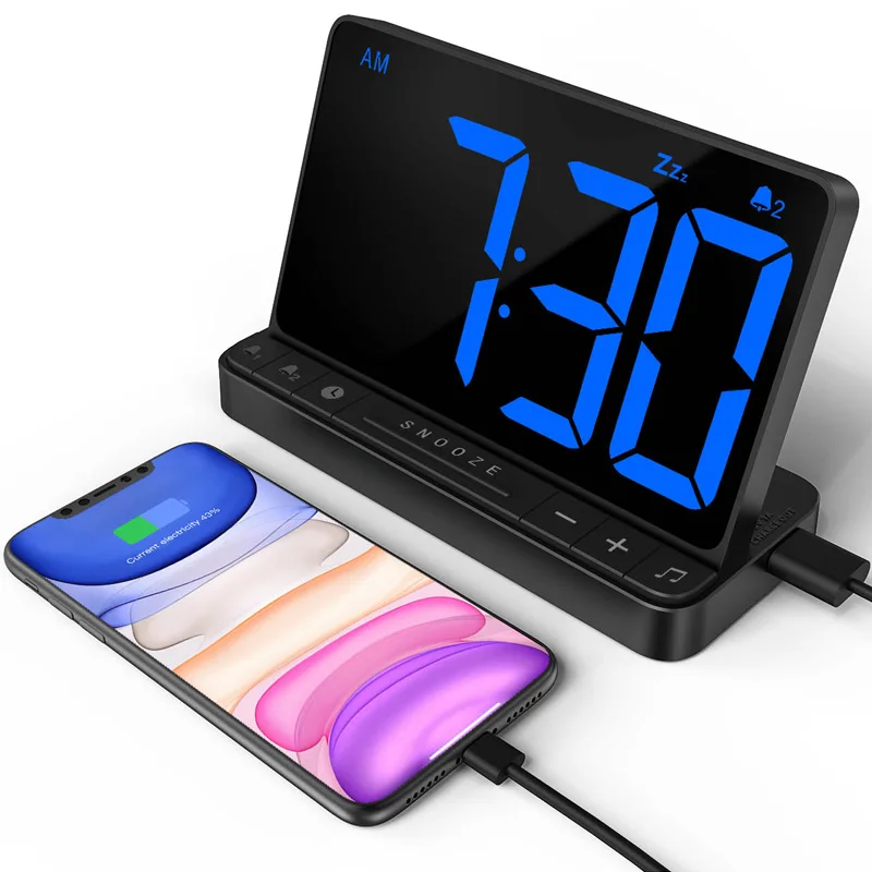 Digital Alarm Clock with USB Charge,Dual Alarm,5 Ringtones to Choose,Snooze,0--100% Brightness and Volume Adjustable,Type-C Port
Digital Alarm Clock with USB Charge,Dual Alarm,5 Ringtones to Choose,Snooze,0--100% Brightness and Volume Adjustable,Type-C Port