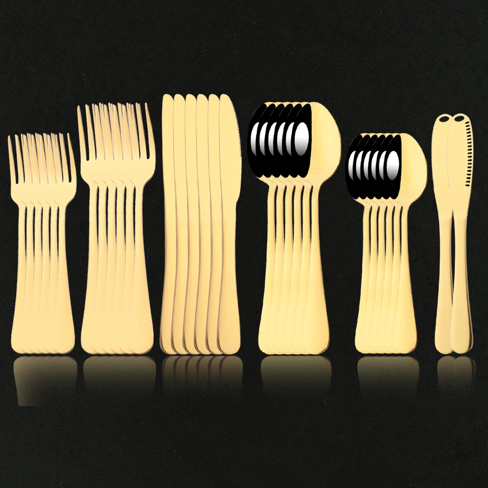 24/32Pcs Mirror Gold Dinnerware Set Stainless Steel Tableware Set Desset Fork Butter Knife Spoon Luxury Cutlery Set Flatware
24/32Pcs Mirror Gold Dinnerware Set Stainless Steel Tableware Set Desset Fork Butter Knife Spoon Luxury Cutlery Set Flatware