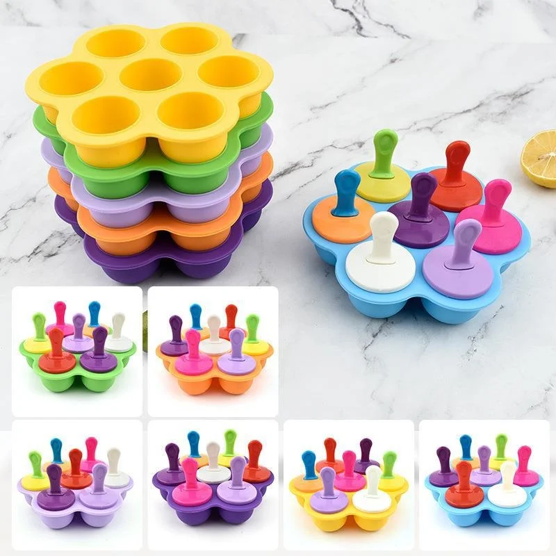 Silicone ice cream mould creative household ice cream cake mould 7-hole complementary food box silica gel
Silicone ice cream mould creative household ice cream cake mould 7-hole complementary food box silica gel