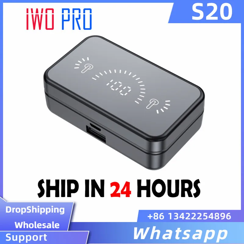 Беспроводные стереонаушники S20, TWS 5,1, водонепроницаемые, с зарядным устройством 2000 мА · ч, с микрофоном 
Беспроводные стереонаушники S20, TWS 5,1, водонепроницаемые, с зарядным устройством 2000 мА · ч, с микрофоном