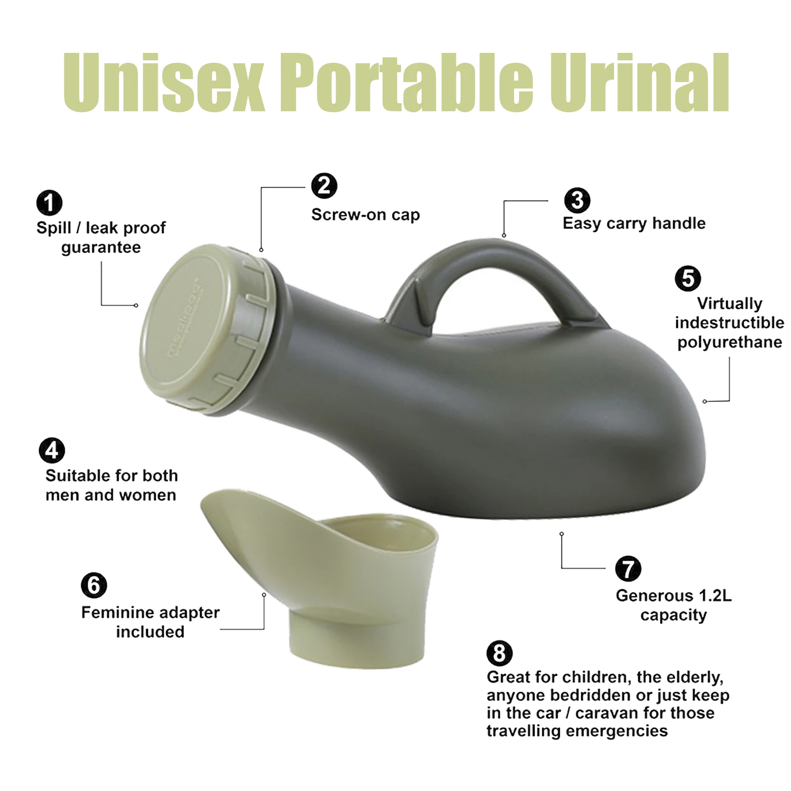 Bottles For Men Women Urinal Pee Bottle Leak-Proof Unisex Urine Bottle With Lid Standing Man Woman Toilet Portable Urinal
Bottles For Men Women Urinal Pee Bottle Leak-Proof Unisex Urine Bottle With Lid Standing Man Woman Toilet Portable Urinal