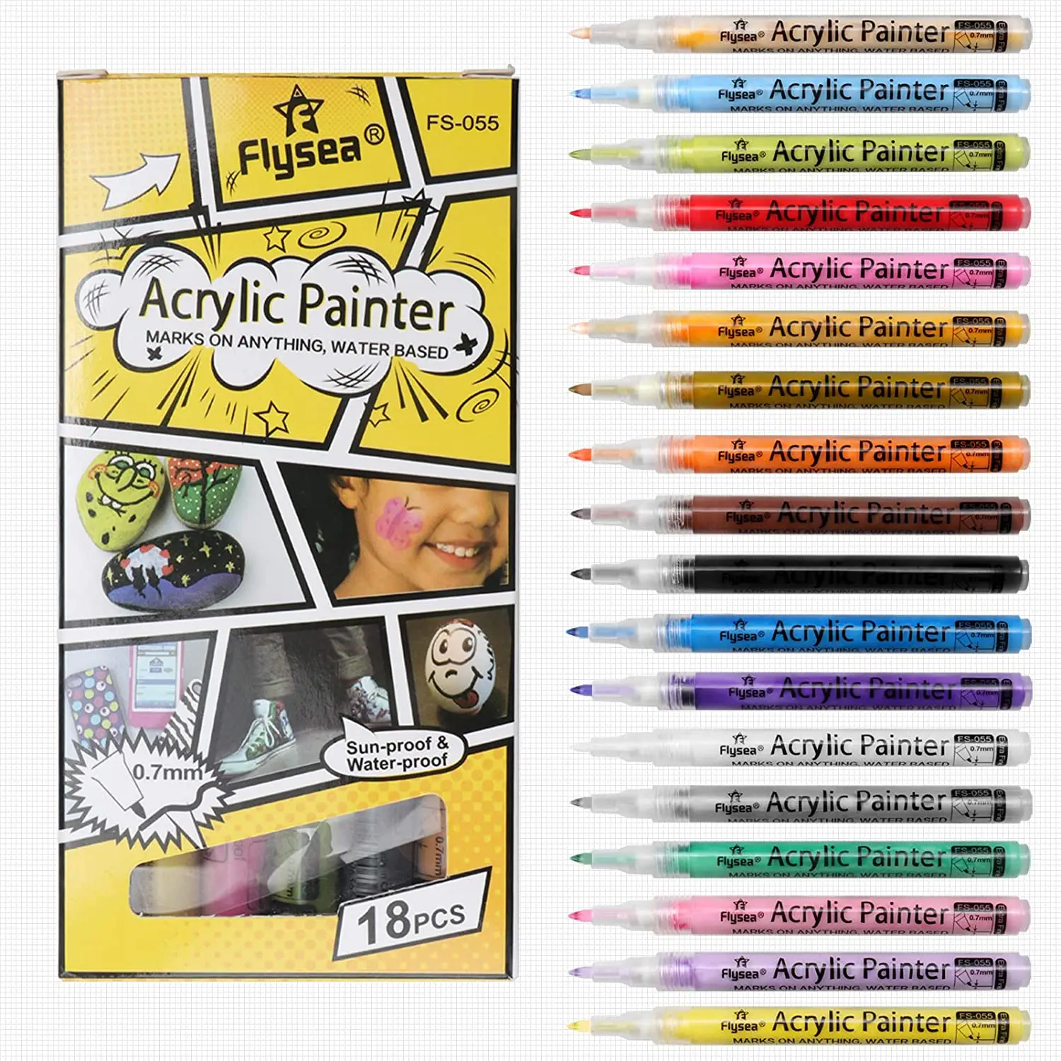 18pcs Acrylic Paint Marker Pens for Rock Painting,Ceramic, Glass, Wood, Fabric,Canvas,Mugs,DIY Craft Making Supplies,Water Based
18pcs Acrylic Paint Marker Pens for Rock Painting,Ceramic, Glass, Wood, Fabric,Canvas,Mugs,DIY Craft Making Supplies,Water Based