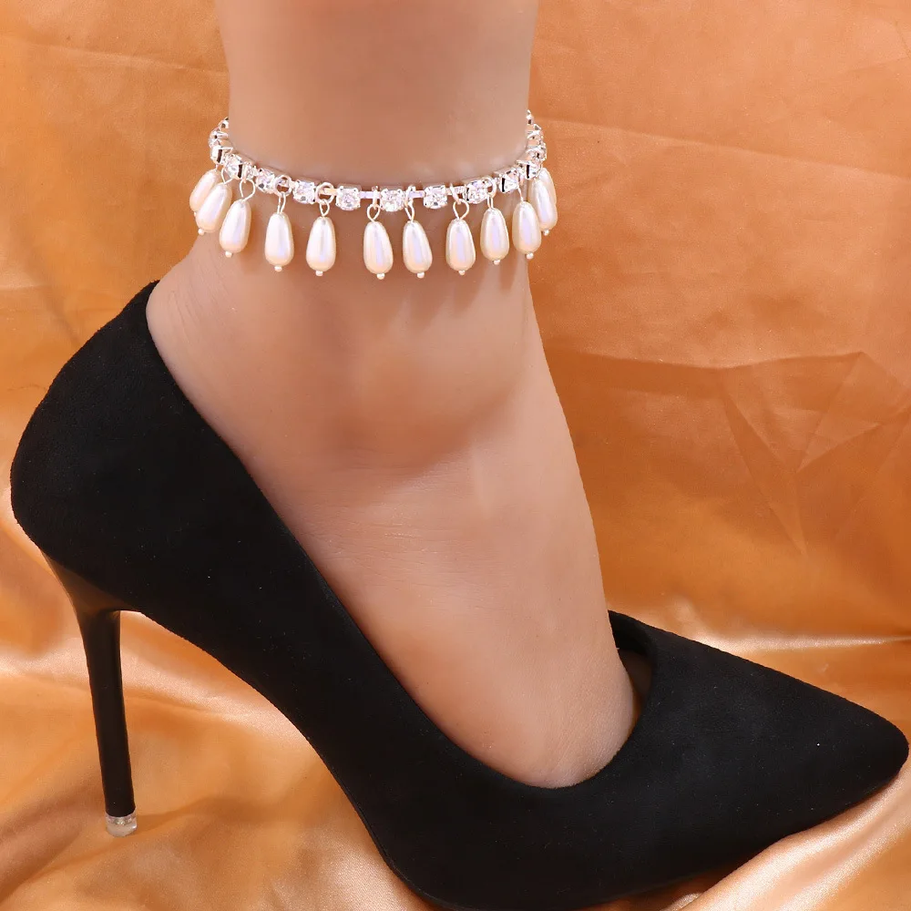 New accessories Bohemian pearl pendant anklet Simple beach shiny rhinestone anklet ankle foot bracelet gold ankle bracelets for 
New accessories Bohemian pearl pendant anklet Simple beach shiny rhinestone anklet ankle foot bracelet gold ankle bracelets for