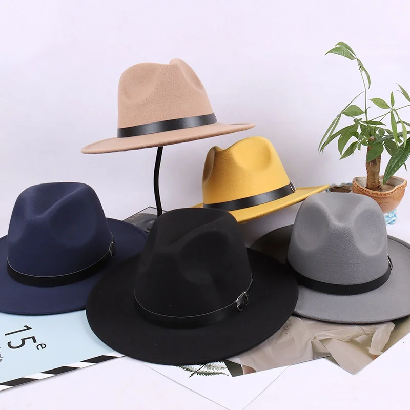 

Шляпа фетровая для мужчин и женщин, модная шапка в стиле джаз, черная, из смесовой шерсти, Уличная Повседневная, весна-лето