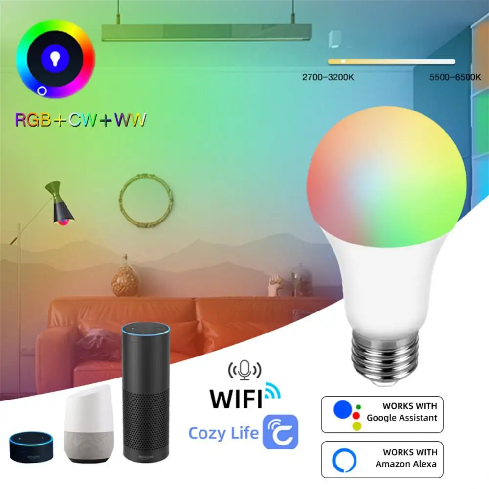 Aubess WiFi E27 12W/15W18W Smart Dimmable Bulb RGBCW 100-240V LED Light Smart Life App Control Support Alexa Google Home Alice
Aubess WiFi E27 12W/15W18W Smart Dimmable Bulb RGBCW 100-240V LED Light Smart Life App Control Support Alexa Google Home Alice