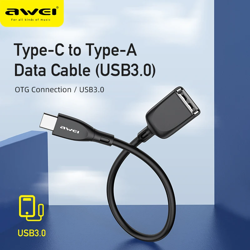 Awei CL-14 OTG Adapter Type-C to USB A Cables For Usb Flash Drives For Data Transmission Mobile Phone To Laptop Accessories
Awei CL-14 OTG Adapter Type-C to USB A Cables For Usb Flash Drives For Data Transmission Mobile Phone To Laptop Accessories