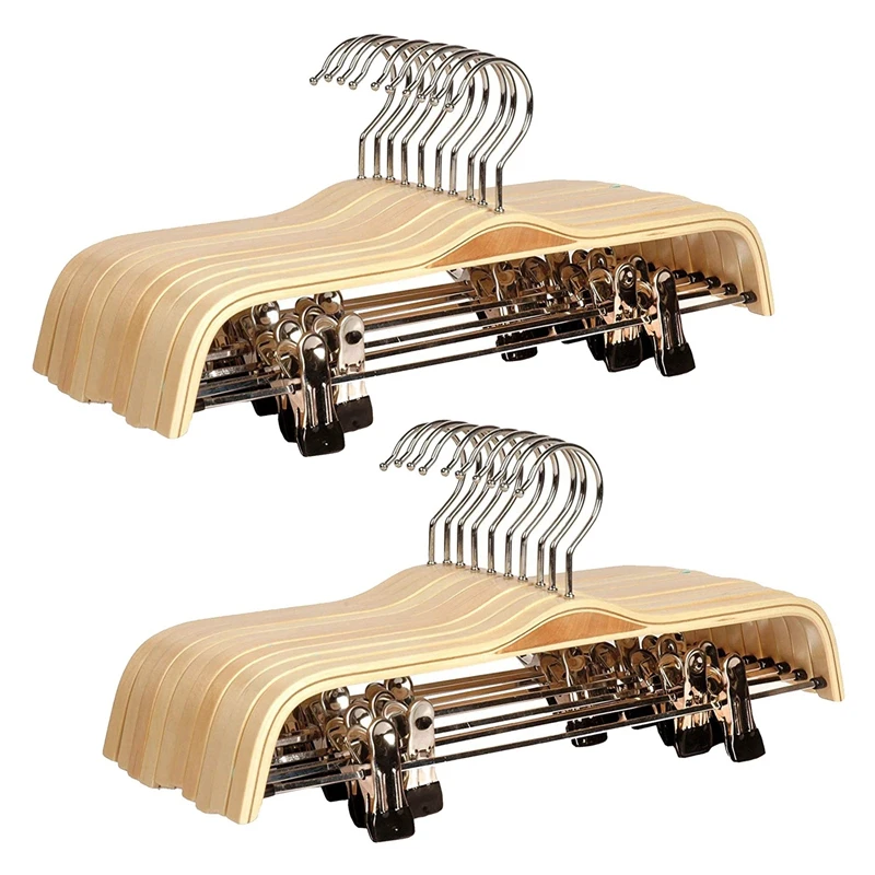 20 Pack Solid Finish Wooden Trousers/Skirt Hangers With Anti-Rust Clips Coat Clothes Hangers
20 Pack Solid Finish Wooden Trousers/Skirt Hangers With Anti-Rust Clips Coat Clothes Hangers