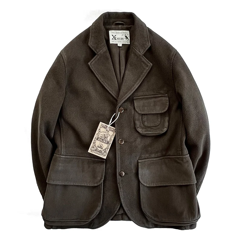 Men's Suit Multi-pockets Notch Lapels Thick Cotton Safari Jacket Vintage Clothes for Male
Men's Suit Multi-pockets Notch Lapels Thick Cotton Safari Jacket Vintage Clothes for Male