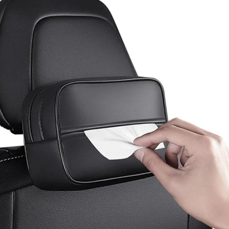 

Car Tissue Box PU Leather Automobile Tissue Dispenser Holder Travel Napkin Storage Organizer For Car Backseat Armrest Sun Visor