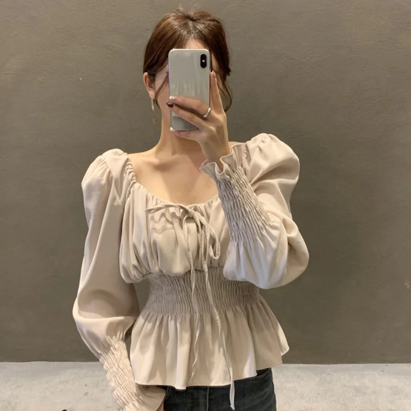 Puff Sleeve Square Neck Blouse Long SleeveShirts Tees Chic Elegant Solid Color Ruffles Flowy Top Women's Top 
Puff Sleeve Square Neck Blouse Long SleeveShirts Tees Chic Elegant Solid Color Ruffles Flowy Top Women's Top
