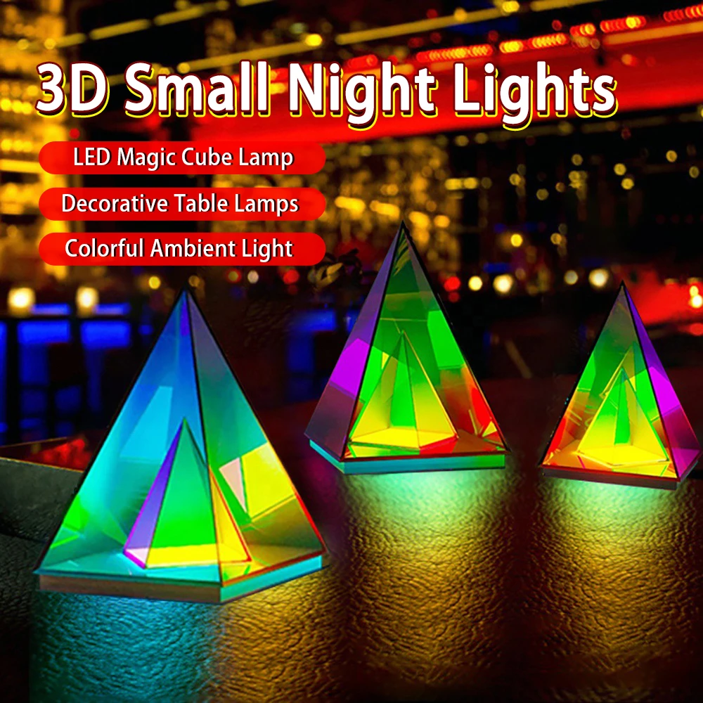 L64 LED Night Light RGB Cube Table Lamp Acrylic Triangle Creative Desk Lamp Decorative For Office Home Bedroom Holiday Gift
L64 LED Night Light RGB Cube Table Lamp Acrylic Triangle Creative Desk Lamp Decorative For Office Home Bedroom Holiday Gift