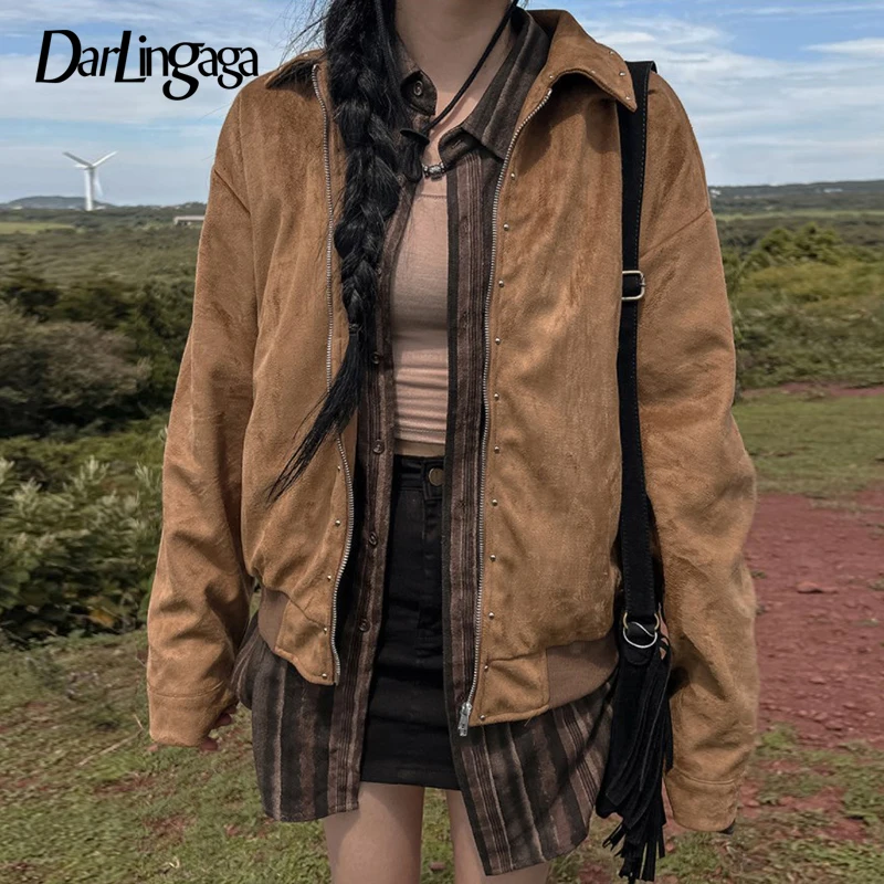 Darlingaga Vintage Brown Sedue Autumn Jacket Women Rivet Zip Up Coat Winter Clothing Boho Fairycore Outwear Y2K Jackets Harajuku
Darlingaga Vintage Brown Sedue Autumn Jacket Women Rivet Zip Up Coat Winter Clothing Boho Fairycore Outwear Y2K Jackets Harajuku