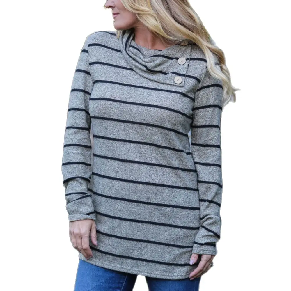Newest Stripe Female T-shirt High Neck Ladies Tops Casual Long Sleeve Plus-Size T-Shirt Women
Newest Stripe Female T-shirt High Neck Ladies Tops Casual Long Sleeve Plus-Size T-Shirt Women
