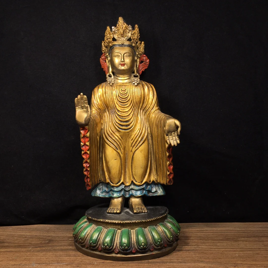 13"Tibetan Temple Collection Old Bronze Painting Zhantan Merit Buddha Amitabha Lotus stage Worship Hall Town House Exorcism
13"Tibetan Temple Collection Old Bronze Painting Zhantan Merit Buddha Amitabha Lotus stage Worship Hall Town House Exorcism