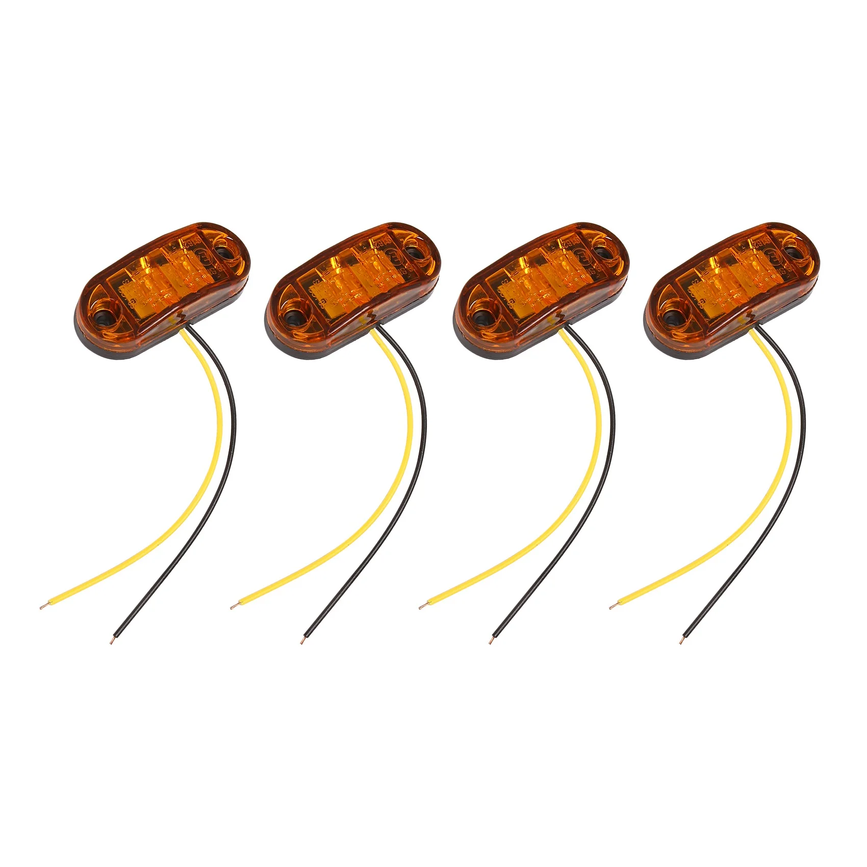 

4X Amber LED 2.5inch 2 Diode Light Oval Clearance Trailer Truck Side Marker Lamp
