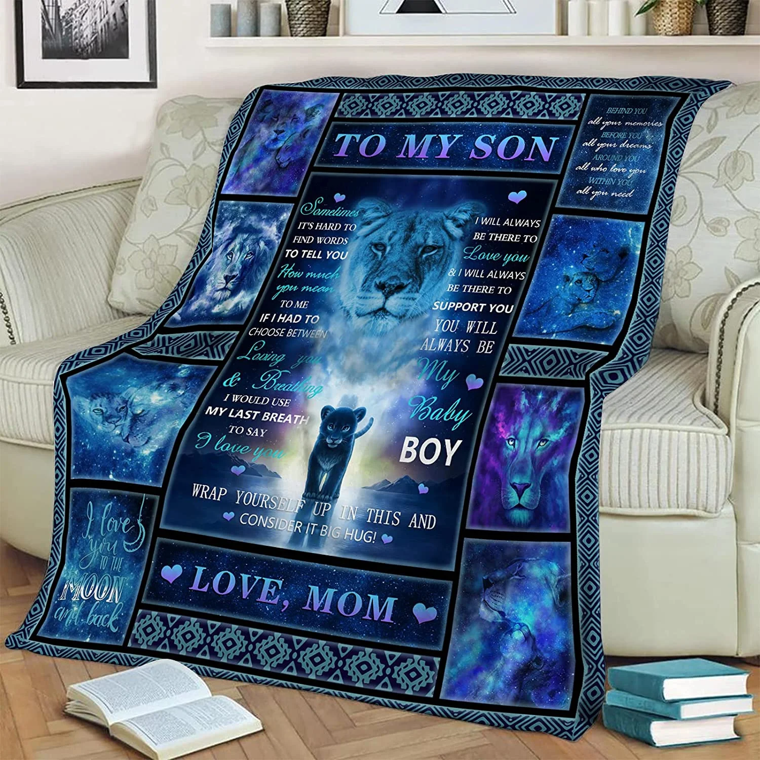 

to My Son Letter Printed Blanket Ultra-Soft Micro Fleece Throw Blankets from Mom Dad Gifts for Son Fuzzy Soft Blanket Queen Size